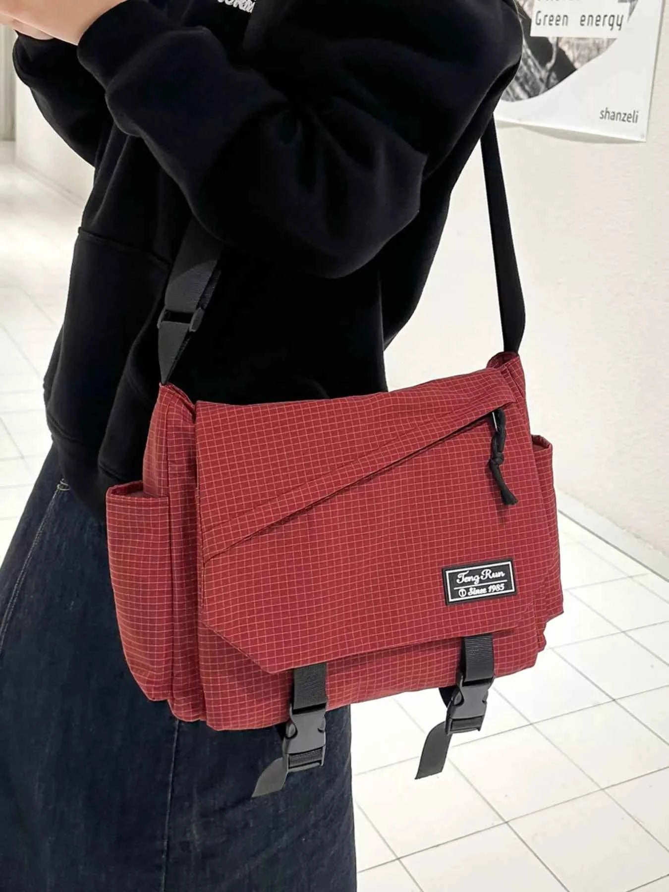 Plaid Buckle Flap Crossbody Bag