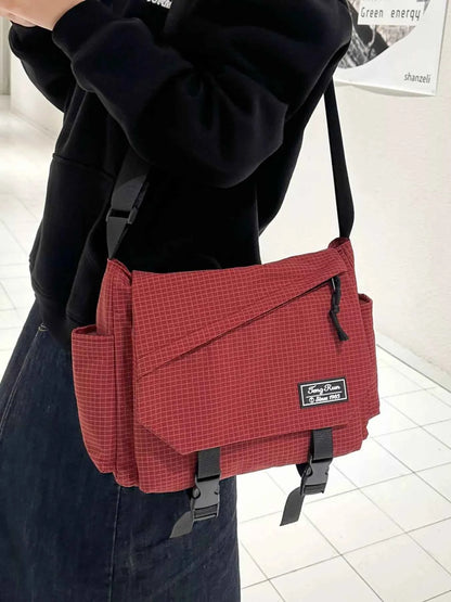 Plaid Buckle Flap Crossbody Bag