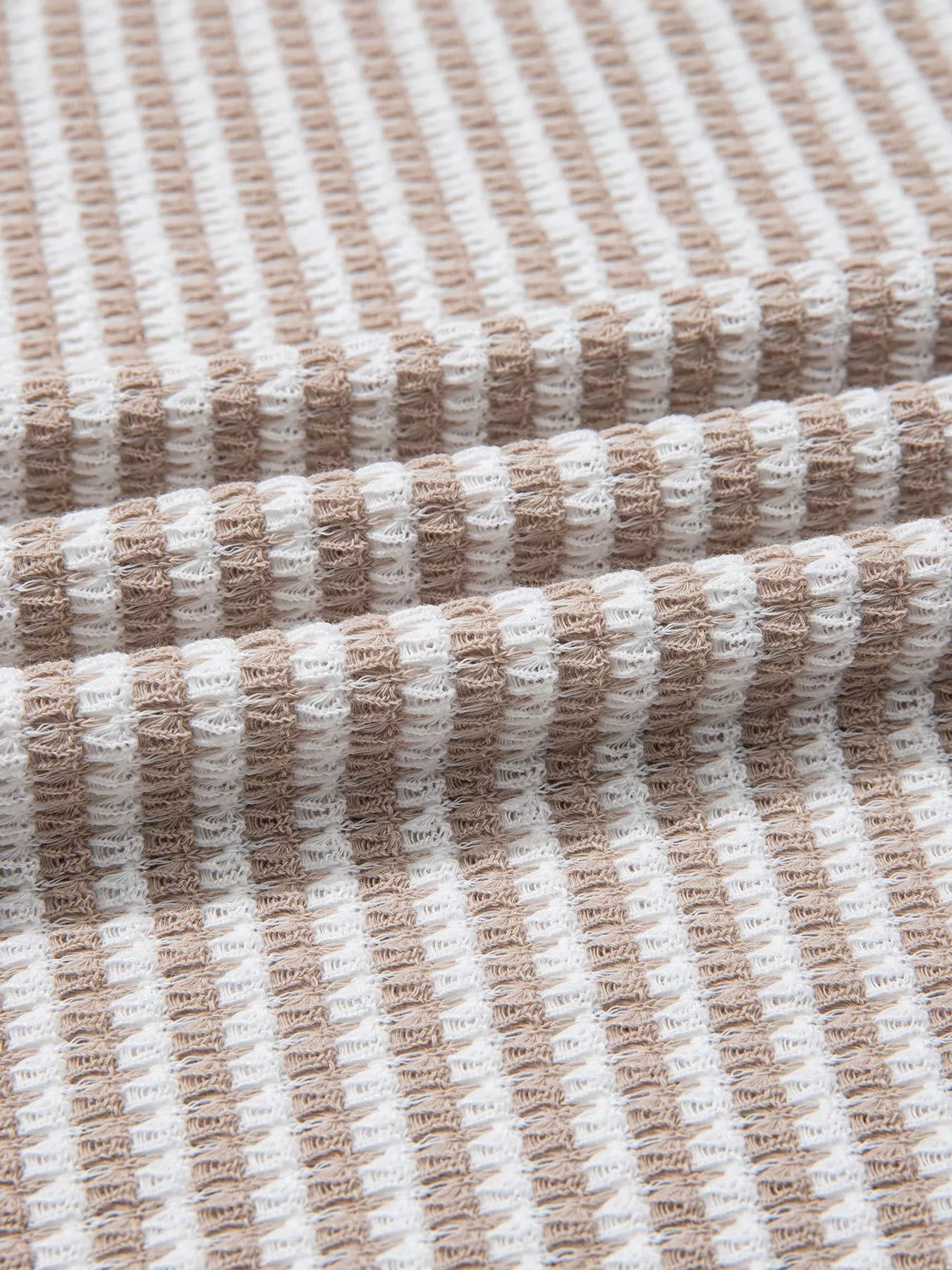 Sarah Express Women's Striped Textured Knit V Neck Top