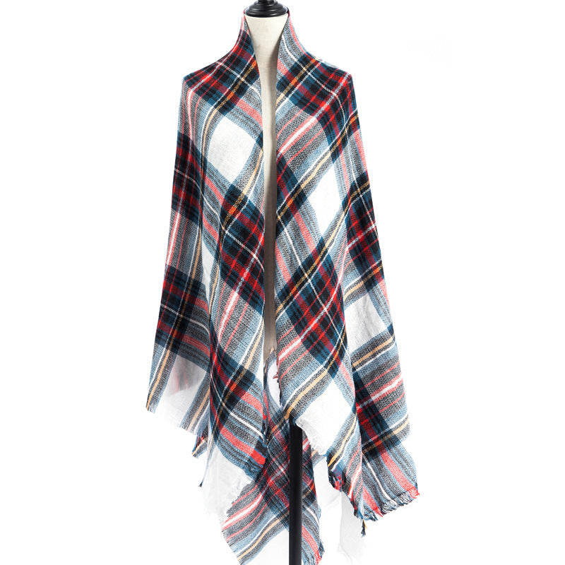 Sarah Express Women's Oversized Square Scarf Cashmere-like Double-Sided Shawl 140cm Woven Fall Winter Accessory