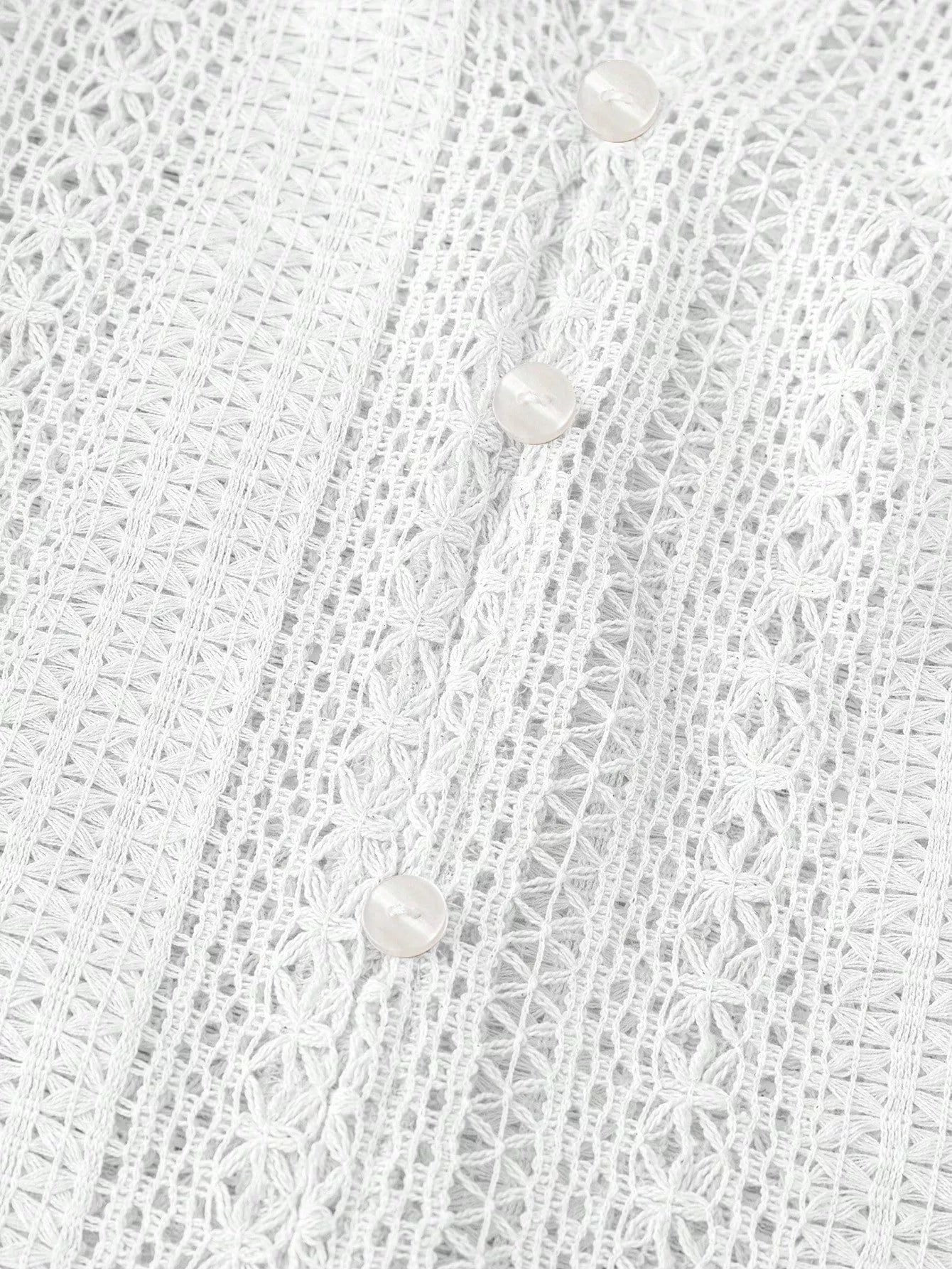 Sarah Express Women's Lace Notched Long Sleeve Shirt - Elegant Button-Up Blouse