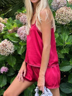 Sarah Express Women's Lace Detail Cami and Shorts Set