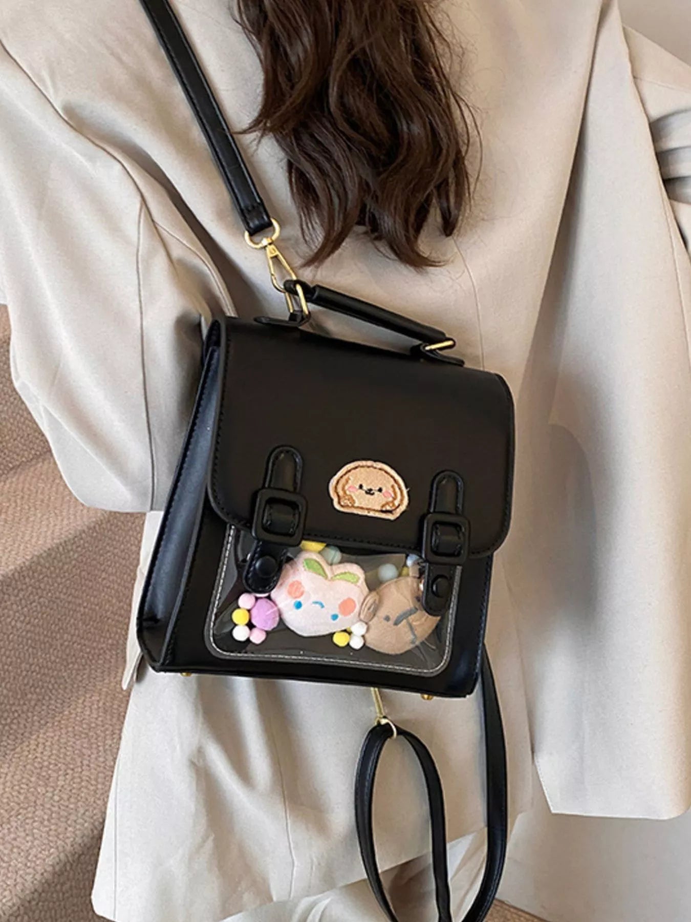 Sarah Express Mini Cartoon Patch Backpack - Cute PU Leather Small Backpack Bag