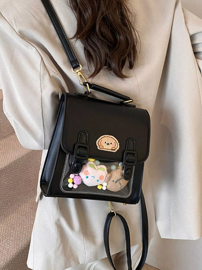 Sarah Express Mini Cartoon Patch Backpack - Cute PU Leather Small Backpack Bag