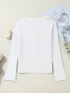 Sarah Express Women's Ribbed Knit Button Front V Neck Cardigan