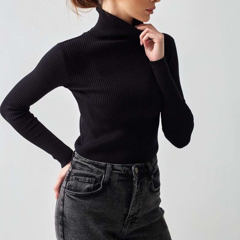 Sarah Express Women's Turtleneck Knit Pullover Sweater Long Sleeve