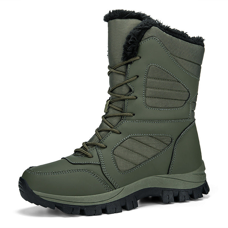 Sarah Express Women's Winter Snow Boots – High-Top Fleece-Lined Waterproof Lace-Up Army Green