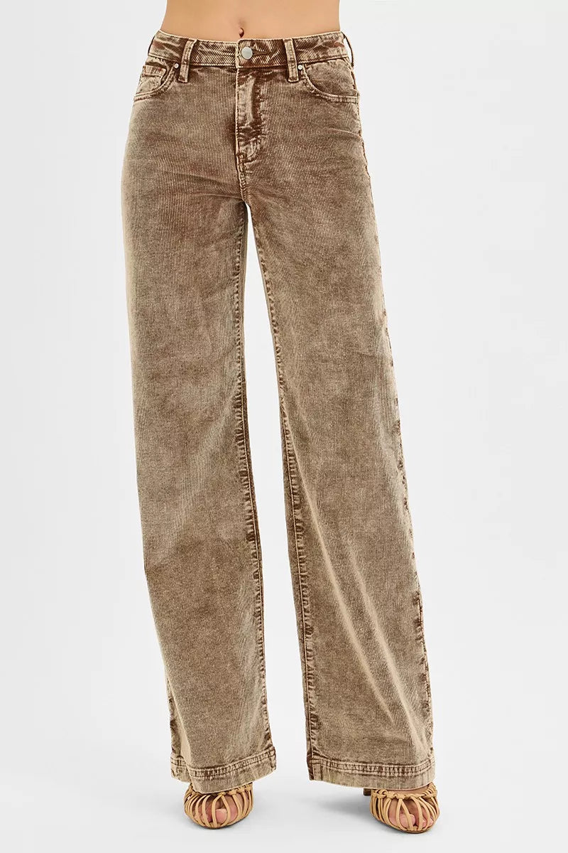 Sarah Express Women’s High Rise Wide Leg Corduroy Pants Casual
