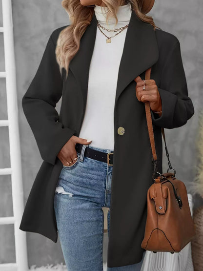 Sarah Express Women's Lapel Collar Single-Button Overcoat