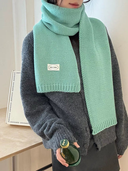 Sarah Express Women's Solid Color Knitted Winter Scarf Green ONESIZE
