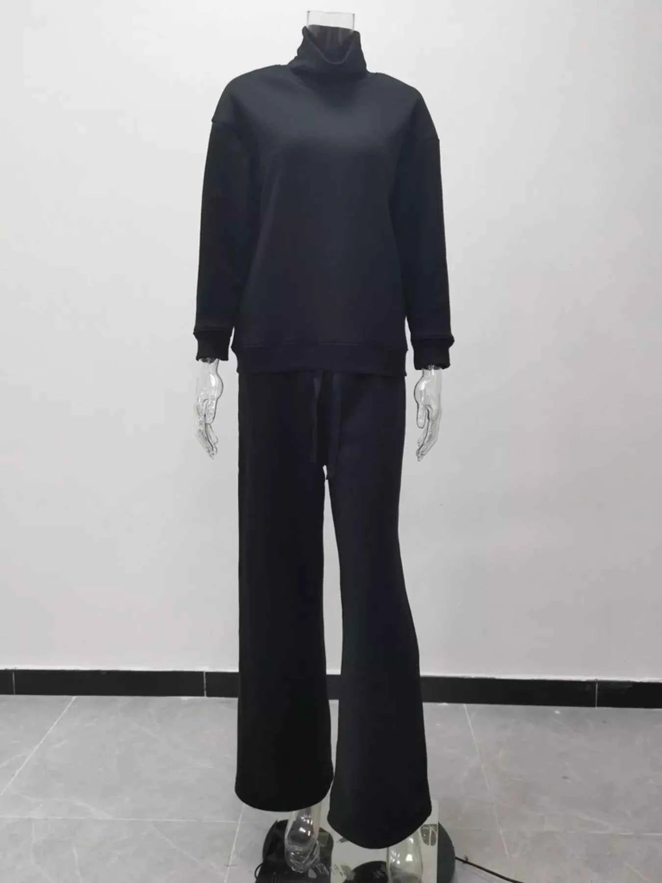 Sarah Express Women's Turtleneck Sweater Set - Long Sleeve Top and Pants Two Piece Outfit