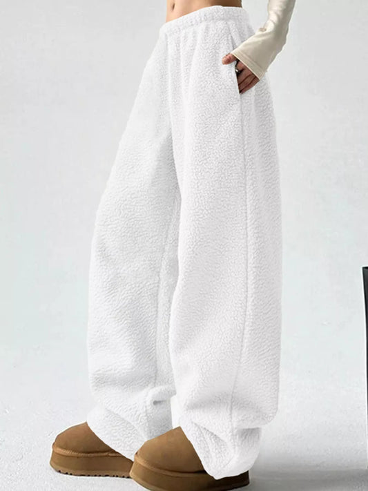 Sarah Express Women's Wide Leg Pants with Pockets - Plus Size High Waist Palazzo Trousers