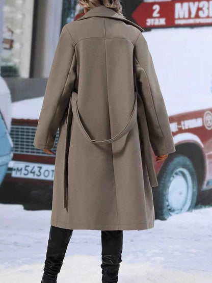 Sarah Express Women's Double-Breasted Tie Waist Coat - Belted Blazer Jacket