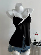 Sarah Express Women's Flower Trim Slit Cami