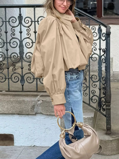 Sarah Express Women's Puff Sleeve Cropped Jacket