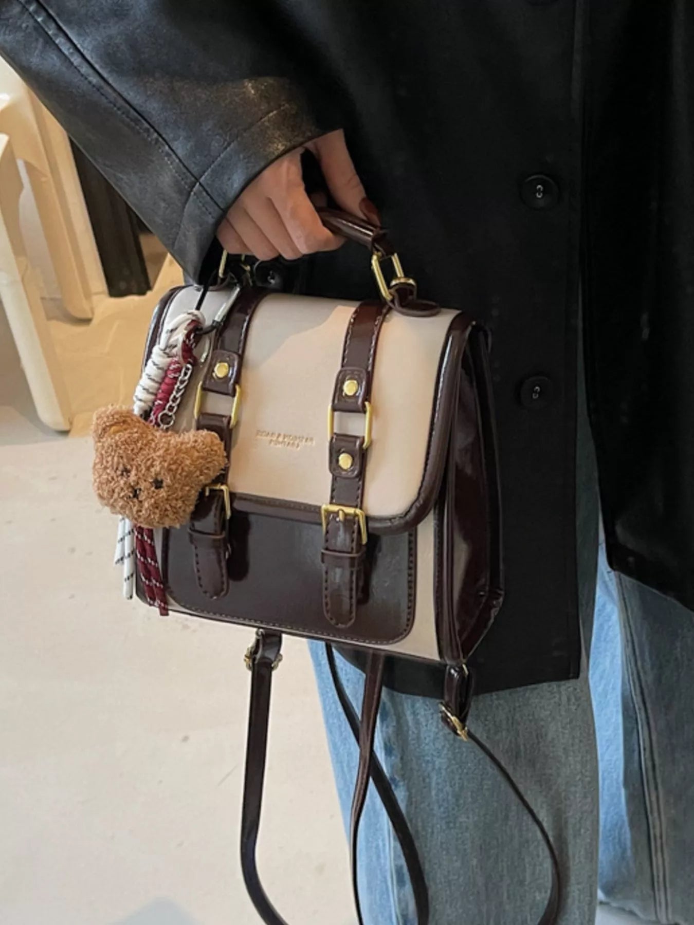 Sarah Express Women's Vintage Buckle Mini Backpack - PU Leather Small Backpack Purse