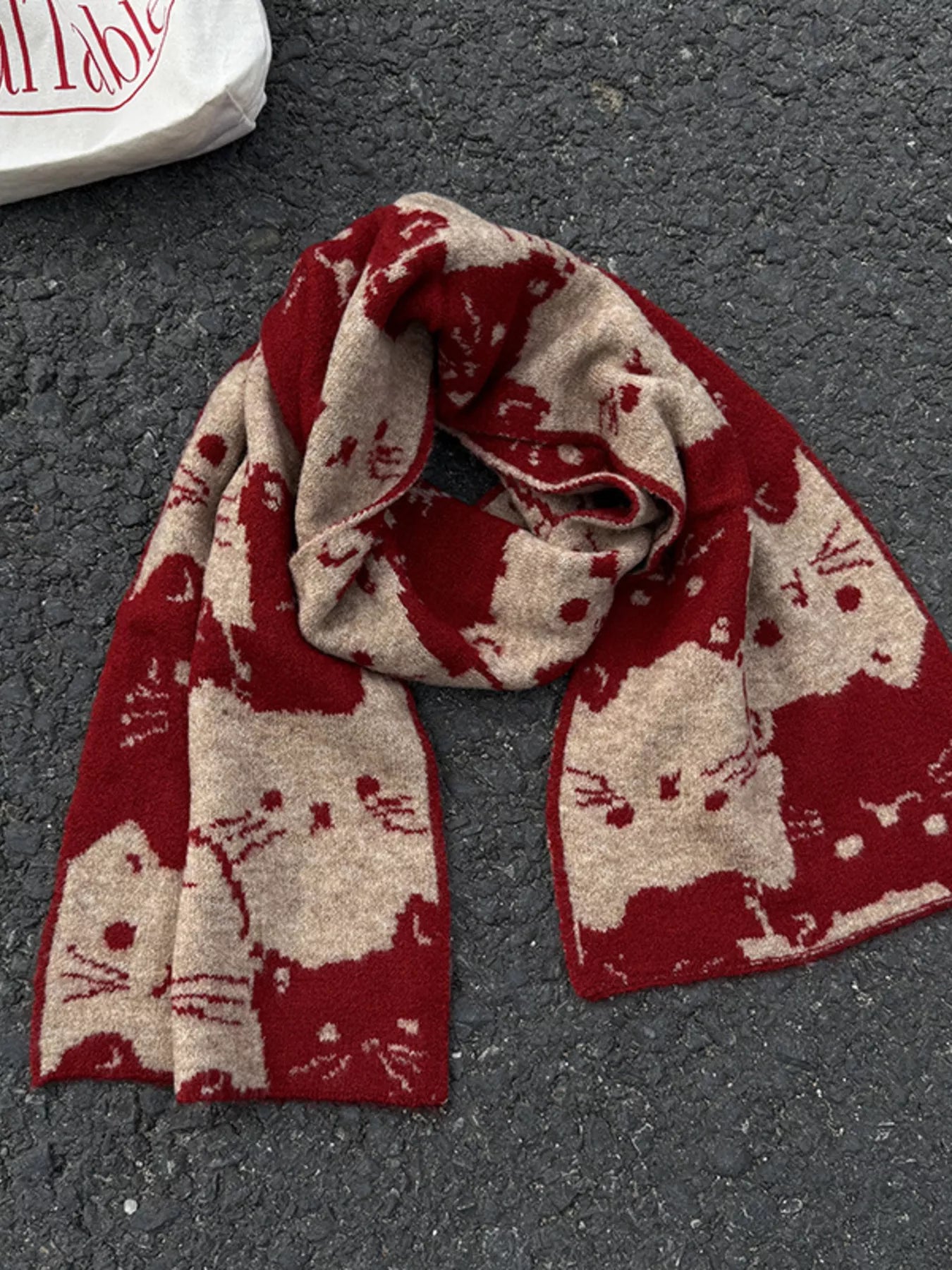 Sarah Express Women's Cute Cat Pattern Knitted Scarf