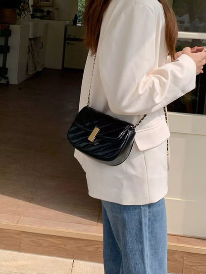 Sarah Express Women's Quilted Flap Chain Crossbody Bag Black ONESIZE