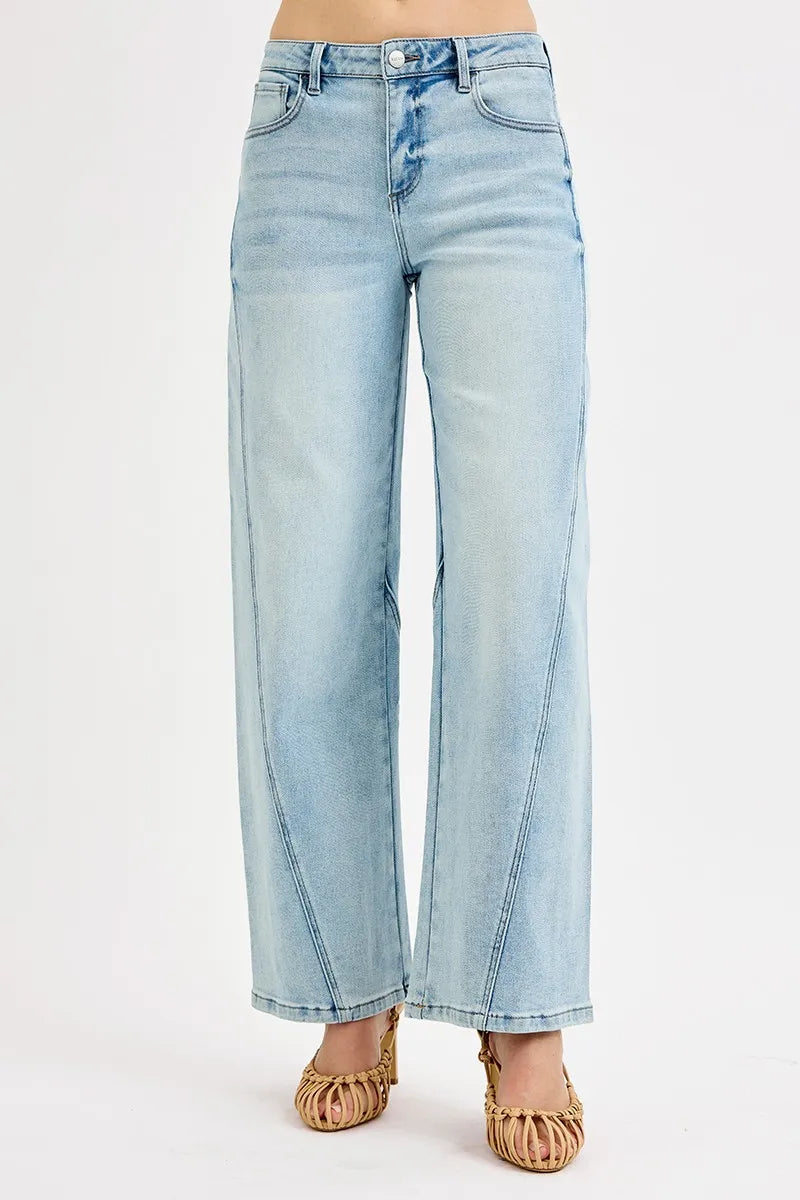 Sarah Express Women’s Plus Size Mid Rise Barrel Jeans Casual