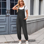 Sarah Express Women's Sleeveless Jumpsuit Wide Leg Casual Romper with Pockets