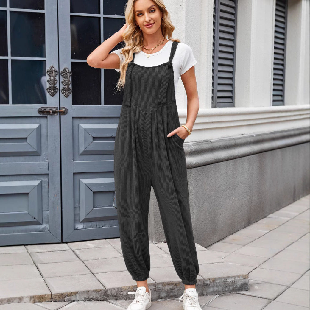 Sarah Express Women's Sleeveless Jumpsuit Wide Leg Casual Romper with Pockets