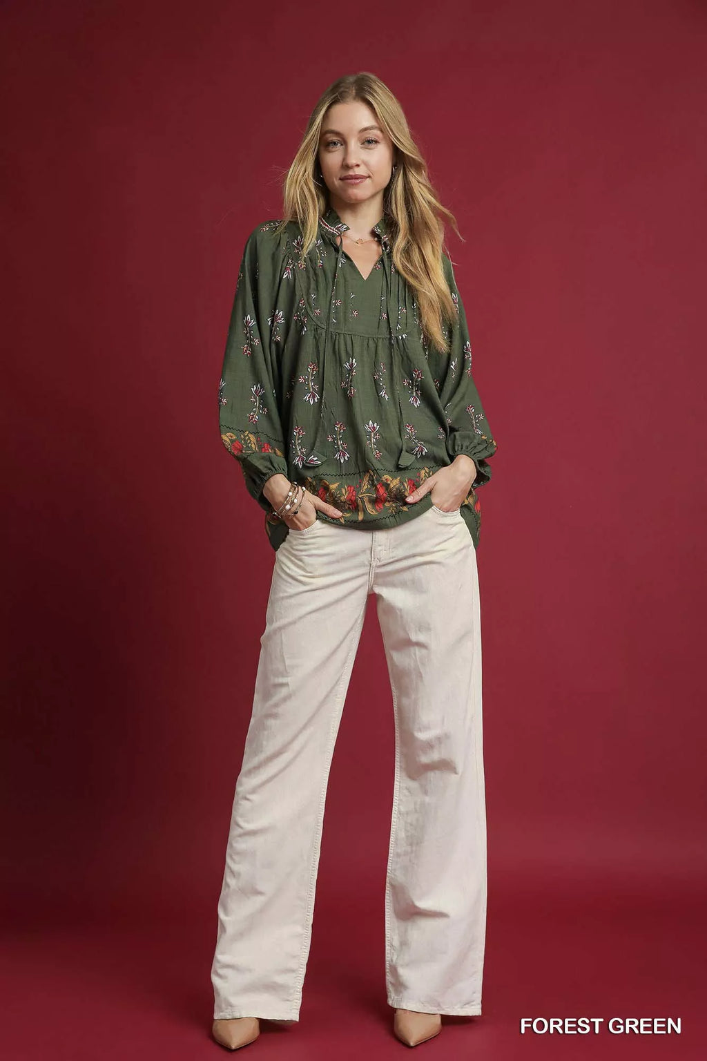 Sarah Express Women's Floral Boho Peasant Blouse