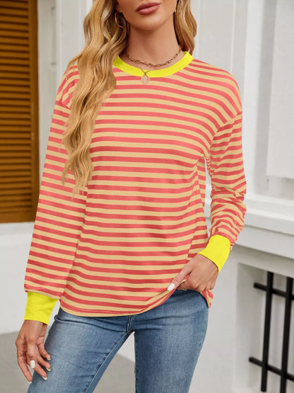 Sarah Express Women's Striped Long Sleeve Casual T-Shirt