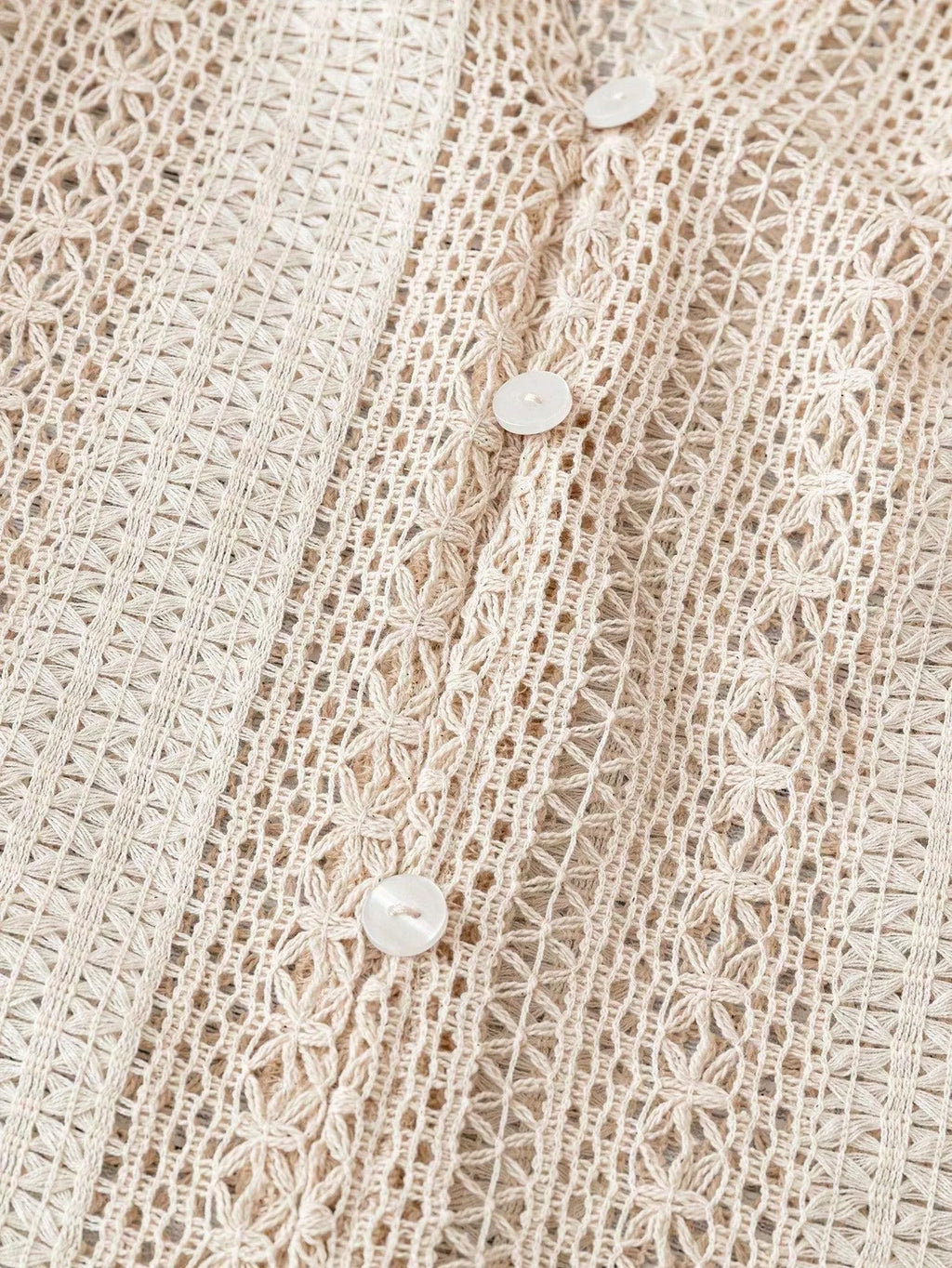 Sarah Express Women's Lace Notched Long Sleeve Shirt - Elegant Button-Up Blouse