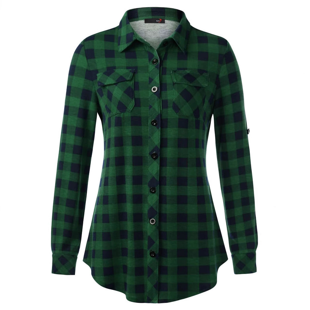 Sarah Express Women's Plaid Button Front Shirt Long Sleeve Casual Cardigan