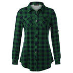 Sarah Express Women's Plaid Button Front Shirt Long Sleeve Casual Cardigan