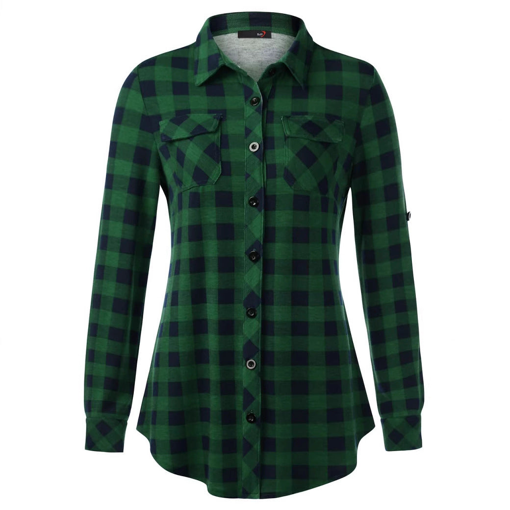 Sarah Express Women's Plaid Button Front Shirt Long Sleeve Casual Cardigan