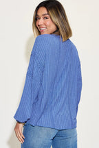 Sarah Express Women’s Plus Size Ribbed Long Sleeve T-Shirt with Exposed Seam
