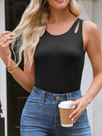 Sarah Express Women's Cutout Round Neck Tank