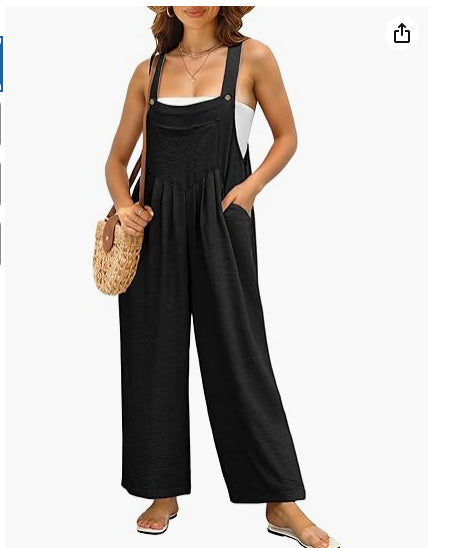 Sarah Express Women's Casual Loose Jumpsuit Pockets Polyester One Piece