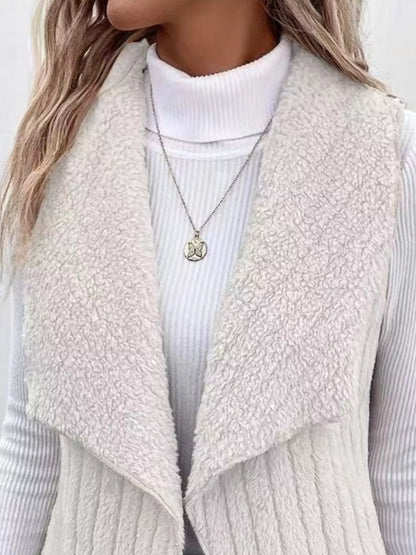 Sarah Express Women's Cozy Fleece Open Front Vest Coat