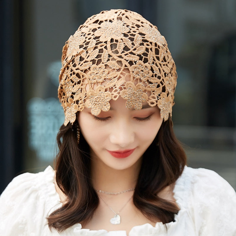 Sarah Express Ethnic Floral Lace Head Wrap Turban Breathable Pullover Hat