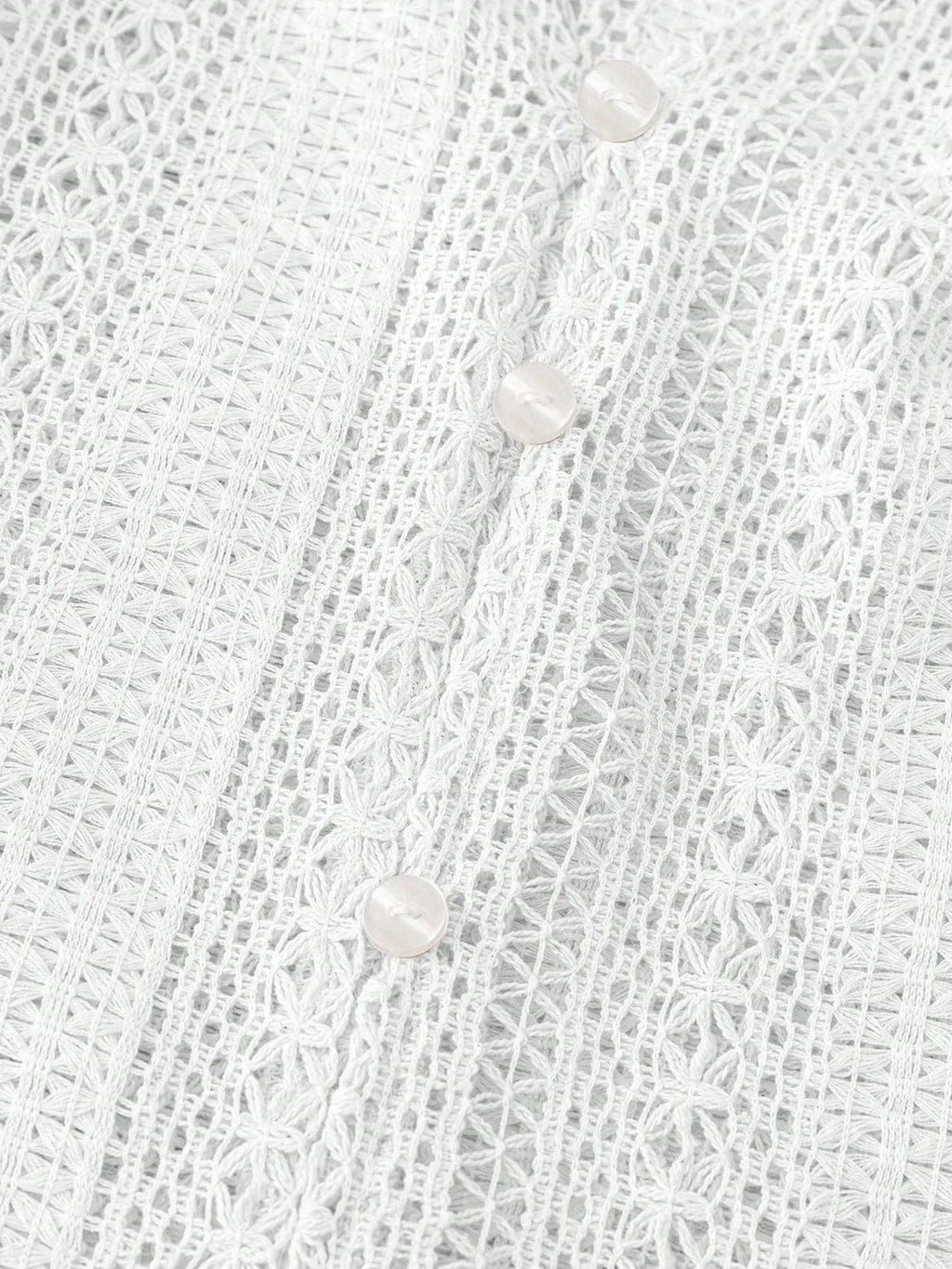 Sarah Express Women's Crochet Notched Button-Front Shirt