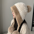 Sarah Express Women's Fleece Lined Knit Beanie Hat with Pom Pom