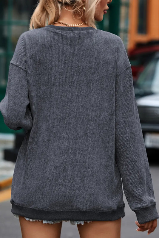 Sarah Express Women's Sequin Candy Cane Round Neck Sweatshirt