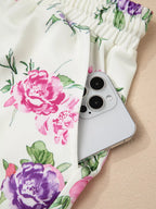 Sarah Express Women's Floral Print Round Neck Top and Drawstring Pants Lounge Set