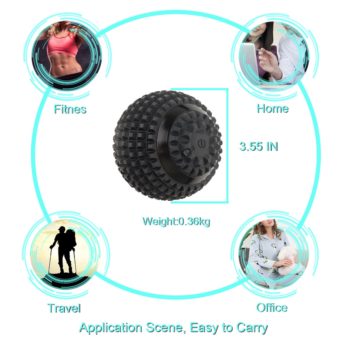 Sarah Express Vibrating Massage Ball - 4-Speed Electric Muscle Recovery Therapy Ball