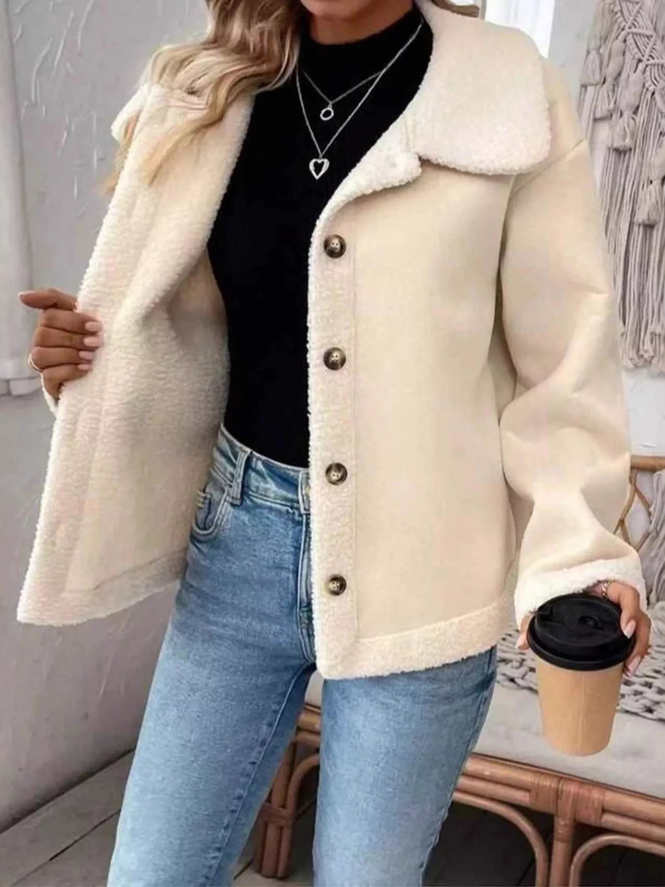 Sarah Express Women's Plus Size Fleece Button-Down Outerwear