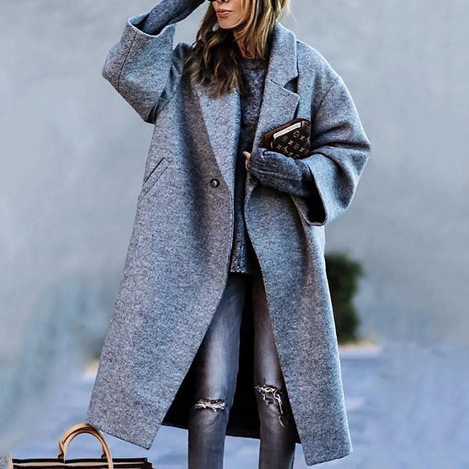 Sarah Express Women's Plaid Print Long Sleeve Coat Loose Fit Outerwear