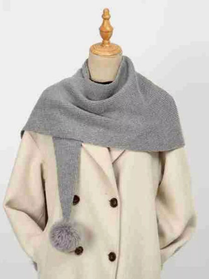 Sarah Express Women's Solid Color Pom-Pom Scarf Gray One Size