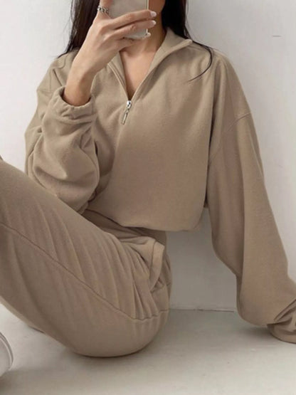 Sarah Express Women's Half Zip Sweatshirt and Pants Set