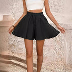 Sarah Express Women's Summer Elastic Waist Culottes Shorts Solid Color
