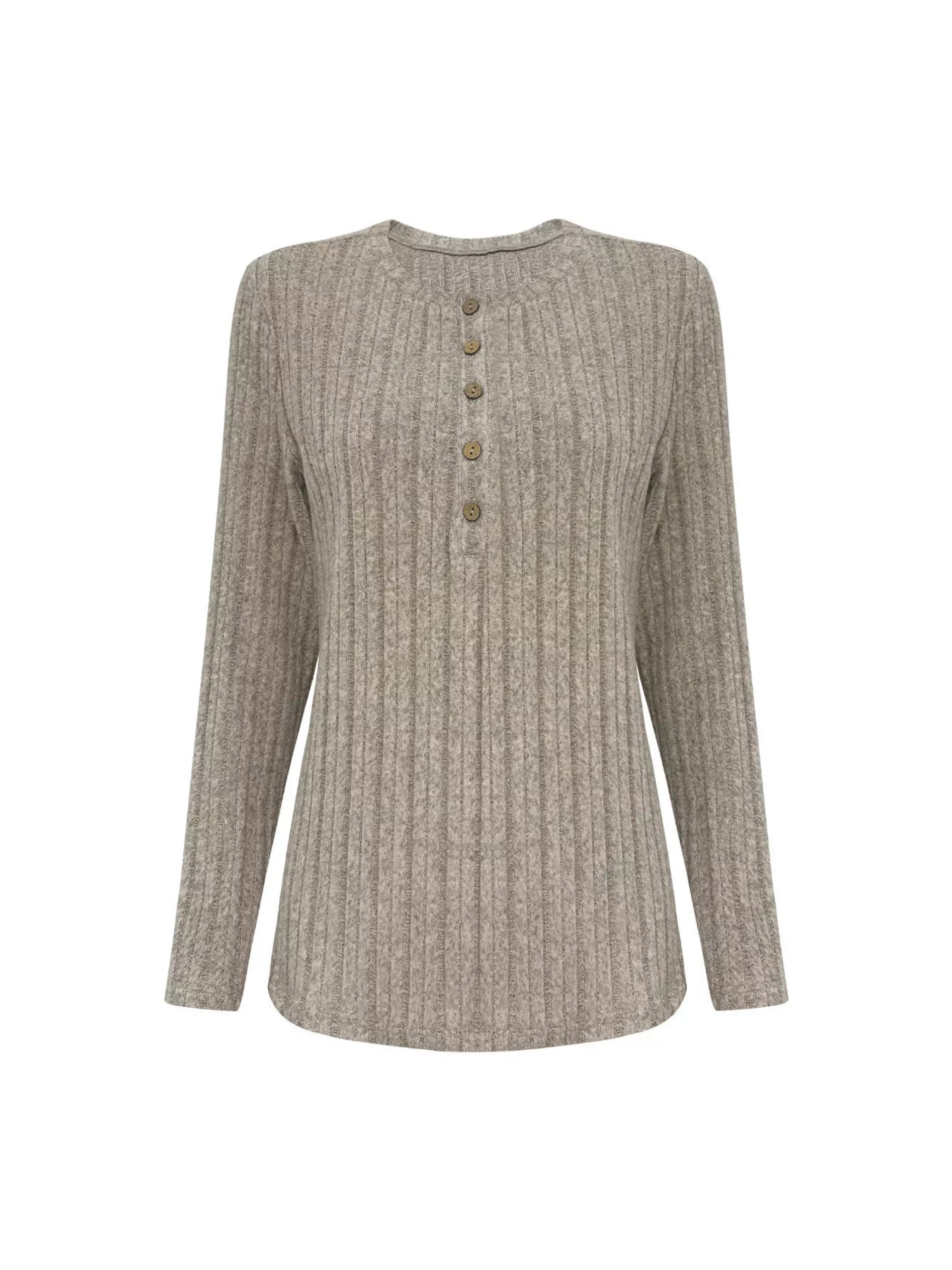 Sarah Express Women's Plus Size Ribbed Knit Button Front Top and Pants Set