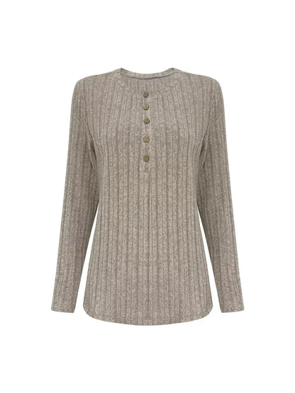 Sarah Express Women's Plus Size Ribbed Knit Button Front Top and Pants Set