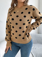 Sarah Express Women's Polka Dot Round Neck Sweater