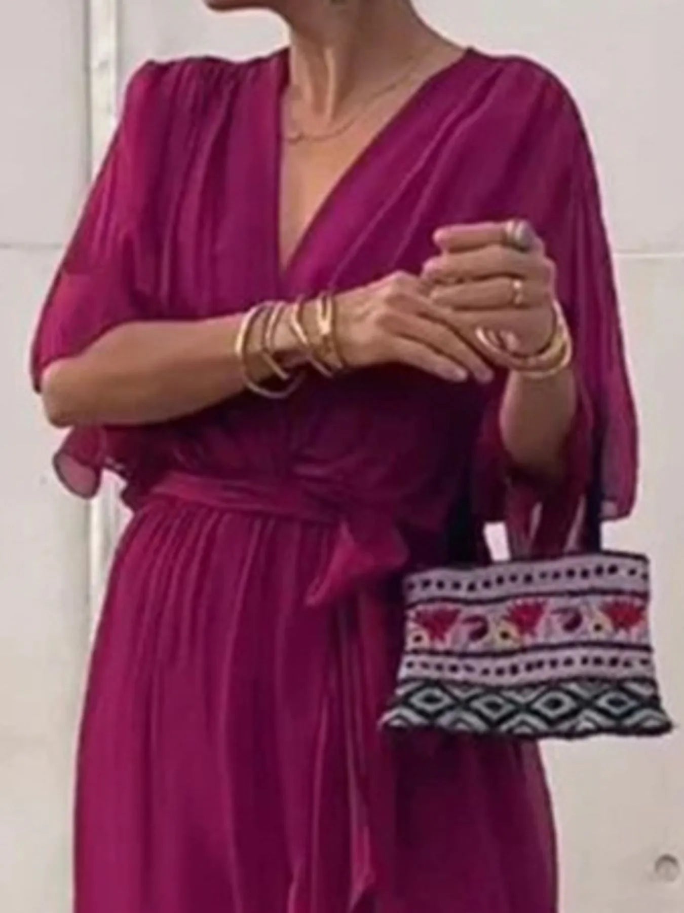 Sarah Express Women's Flowy Tie Front Midi Dress with Flutter Sleeves